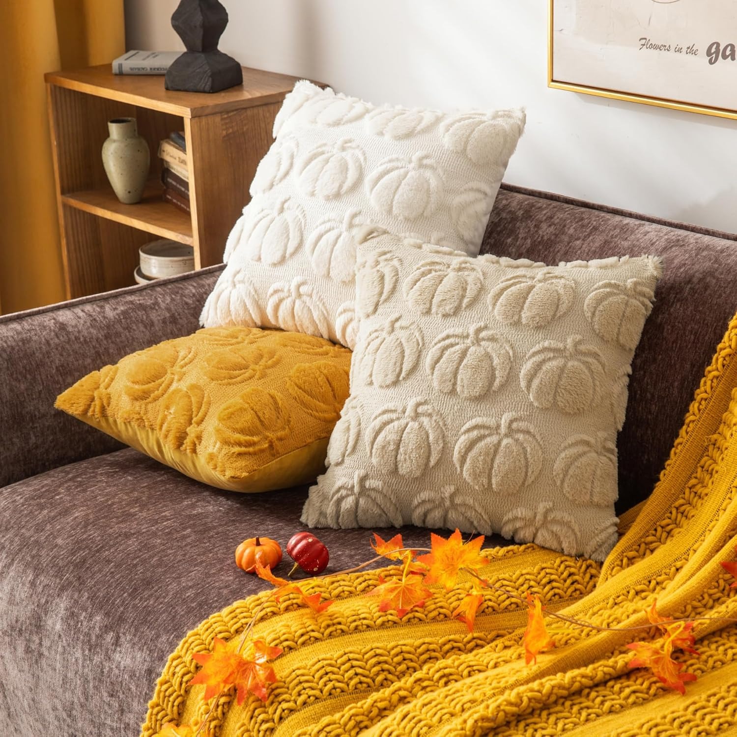 Beige Pumpkin Couch Pillow Cov - Pillow Insert 18X18 ulasan dan harga