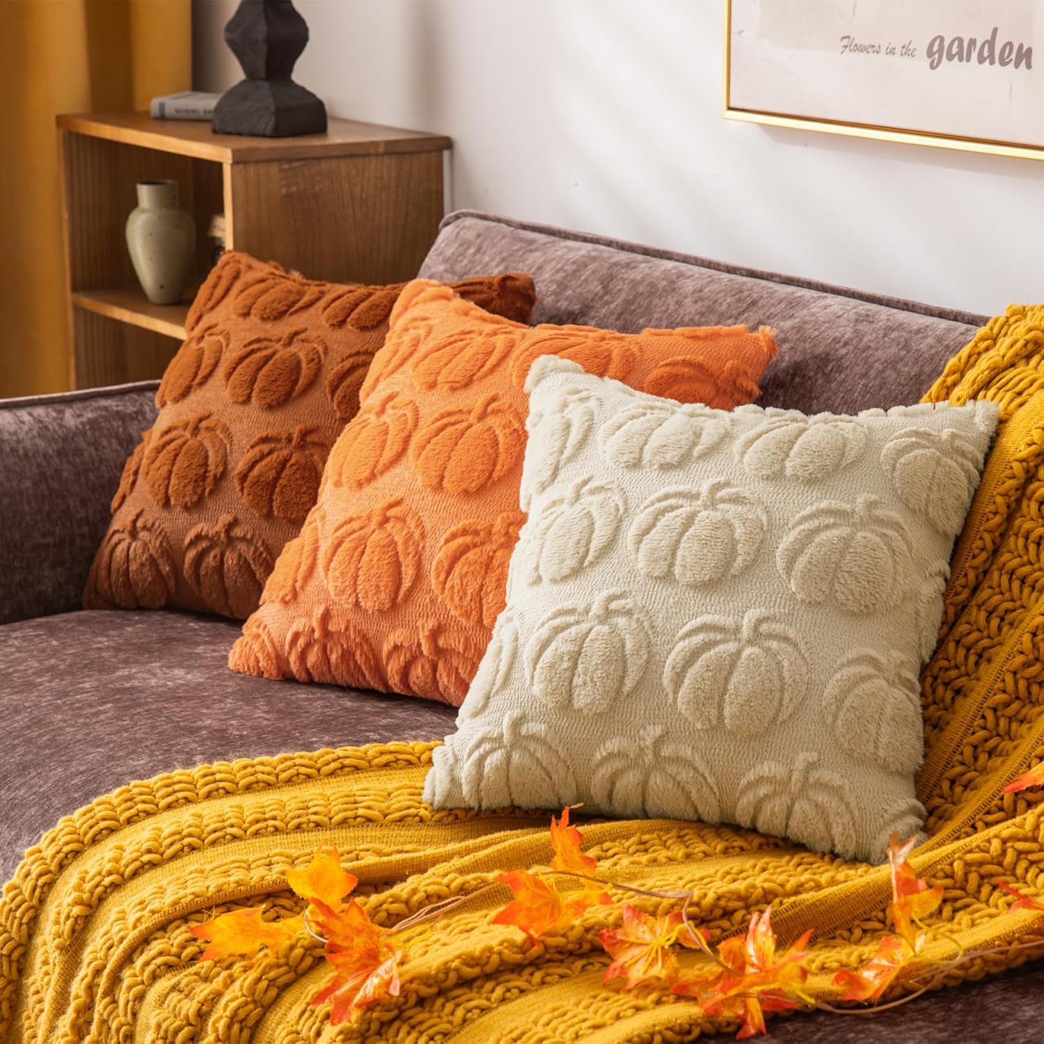 Beige Pumpkin Couch Pillow Cov - Pillow Insert 18X18 ulasan dan harga