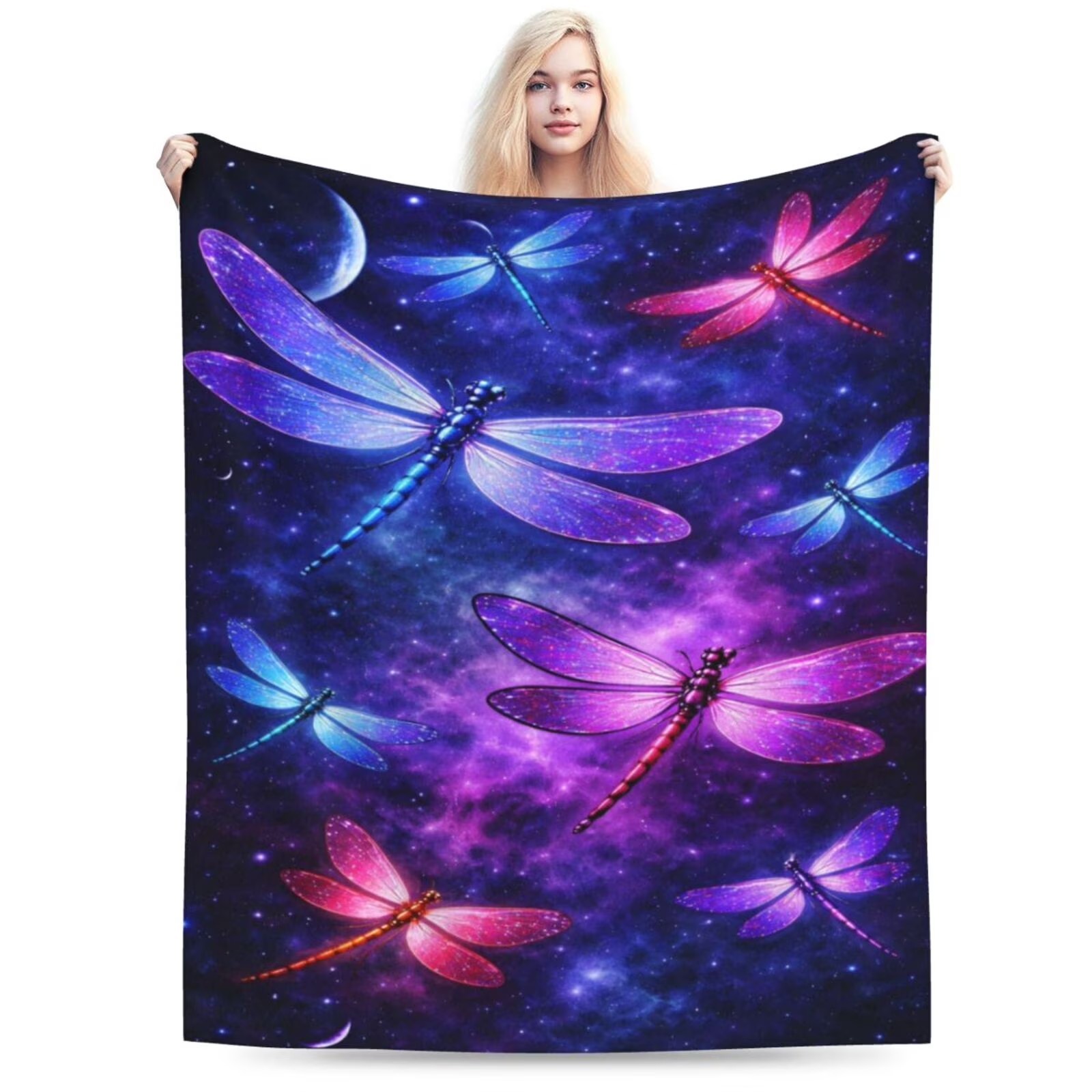 Cosmic Dragonfly Flannel Blank - Galaxy Home Textiles ulasan dan harga