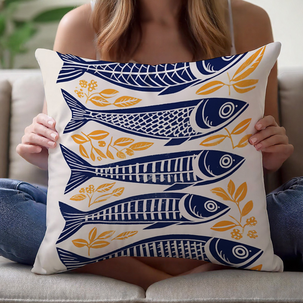 1pc Danish Woodcut Sardine Pil - Pillow Insert 18X18 ulasan dan harga