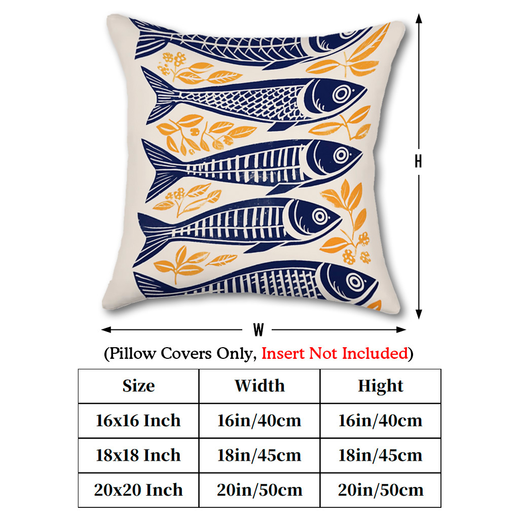 1pc Danish Woodcut Sardine Pil - Pillow Insert 18X18 ulasan dan harga