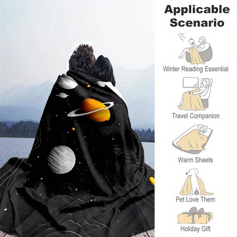 Space Planet Flannel Throw Bla - Galaxy Home Textiles ulasan dan harga