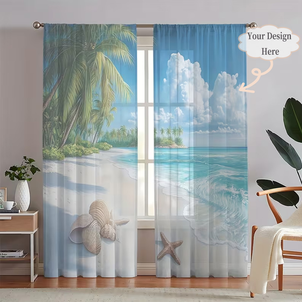 Custom 2D Flat 2pcs Sheer Curt - Home Textiles Curtains ulasan dan harga