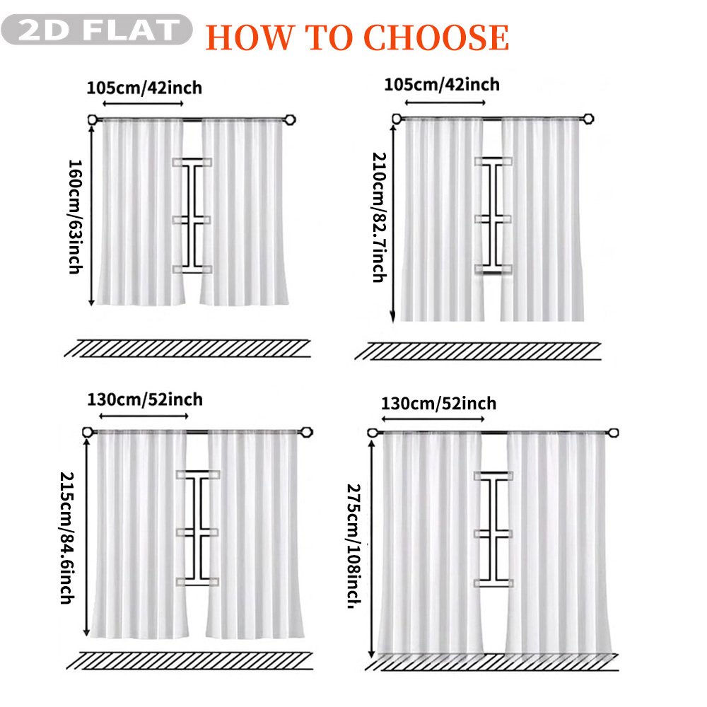 Custom 2D Flat 2pcs Sheer Curt - Home Textiles Curtains ulasan dan harga
