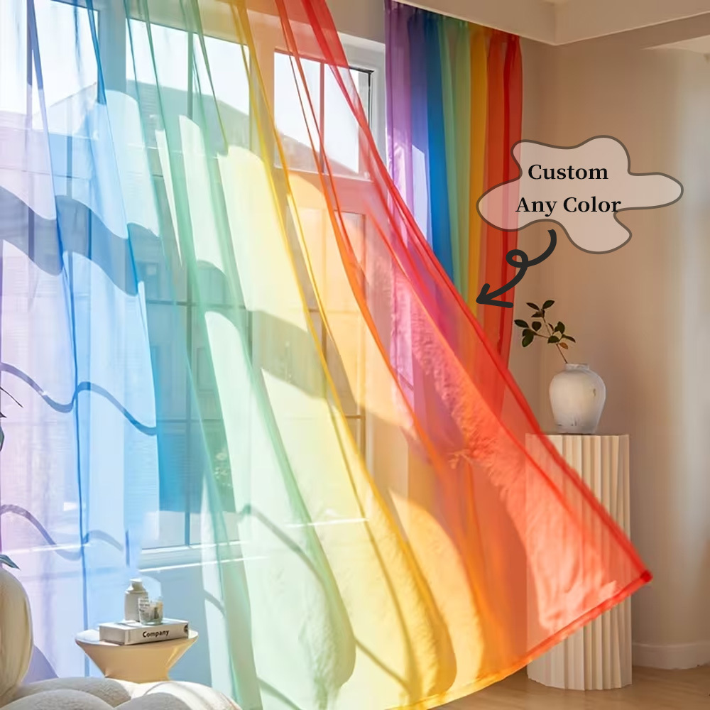 Custom 2D Flat 2pcs Sheer Curt - Home Textiles Curtains ulasan dan harga