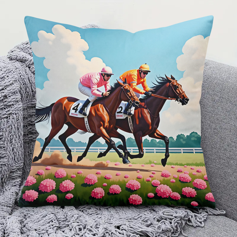 1pc Horse Racing Pillow Cover  - Pillow Insert 18X18 ulasan dan harga