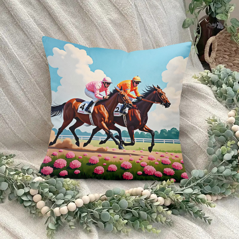1pc Horse Racing Pillow Cover  - Pillow Insert 18X18 ulasan dan harga