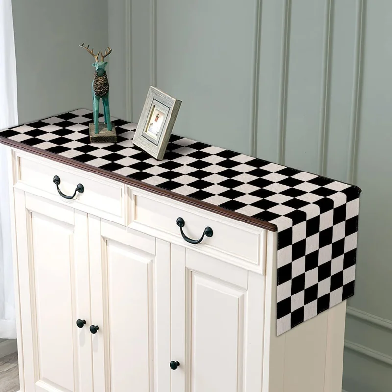 New Geometric Linen Striped Ta - Home Textiles Plaid ulasan dan harga