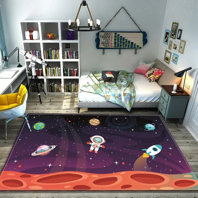 Cartoon Space Astronaut Carpet - Galaxy Home Textiles ulasan dan harga