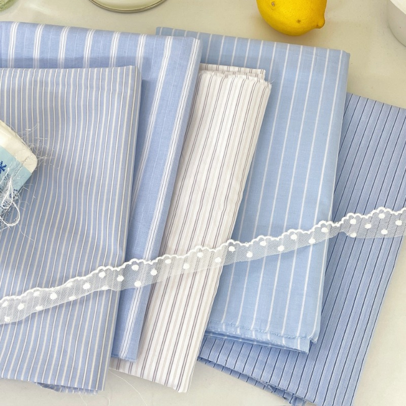 0.5m/2m Korean Style Blue Stri - Home Textiles Plaid ulasan dan harga