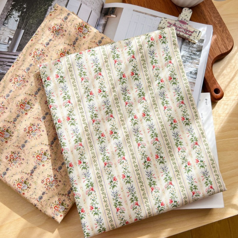 Vintage Floral Stripe Cotton F - Home Textiles Plaid ulasan dan harga