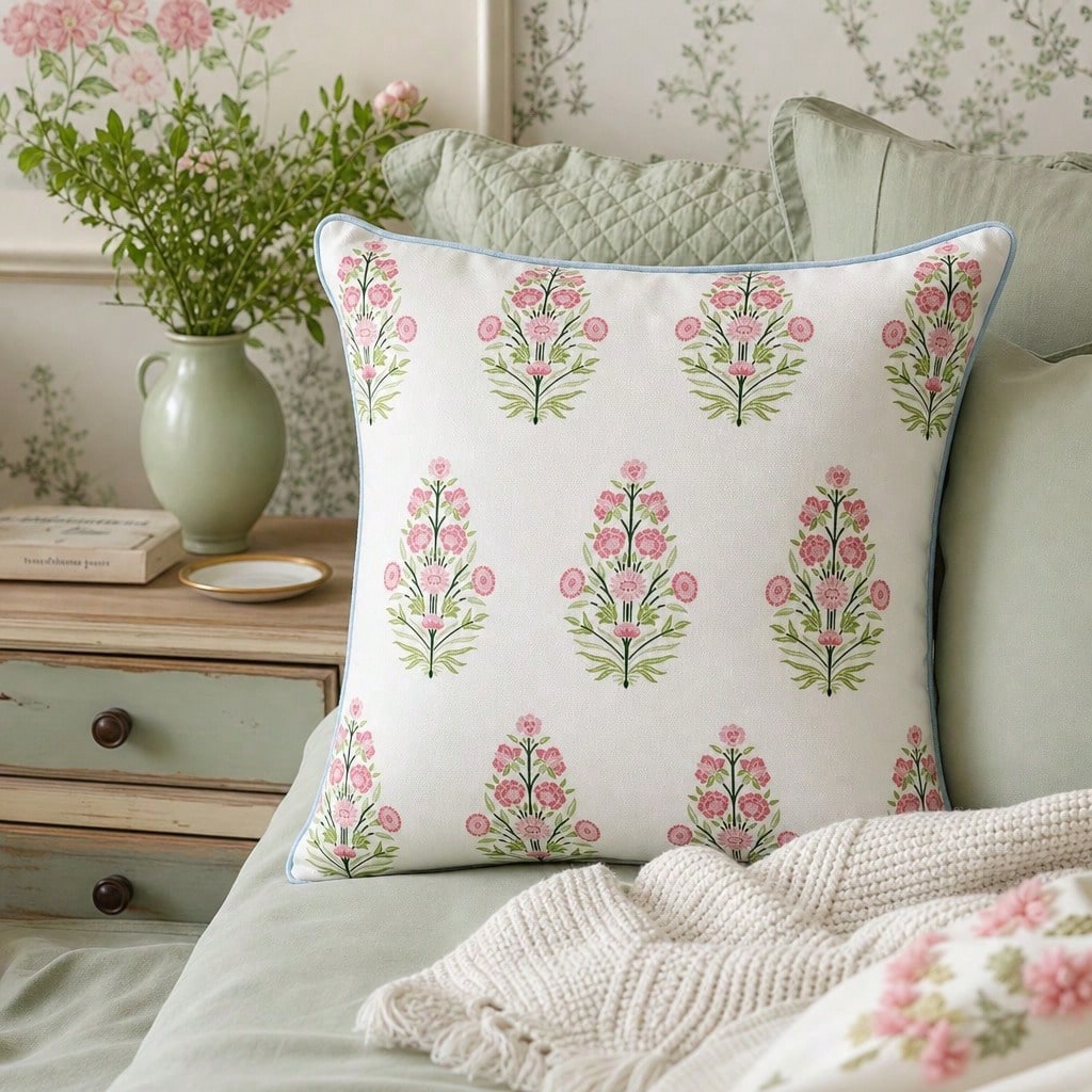 Pink Floral Pillow Cover, Roma - Pillow Insert 18X18 ulasan dan harga