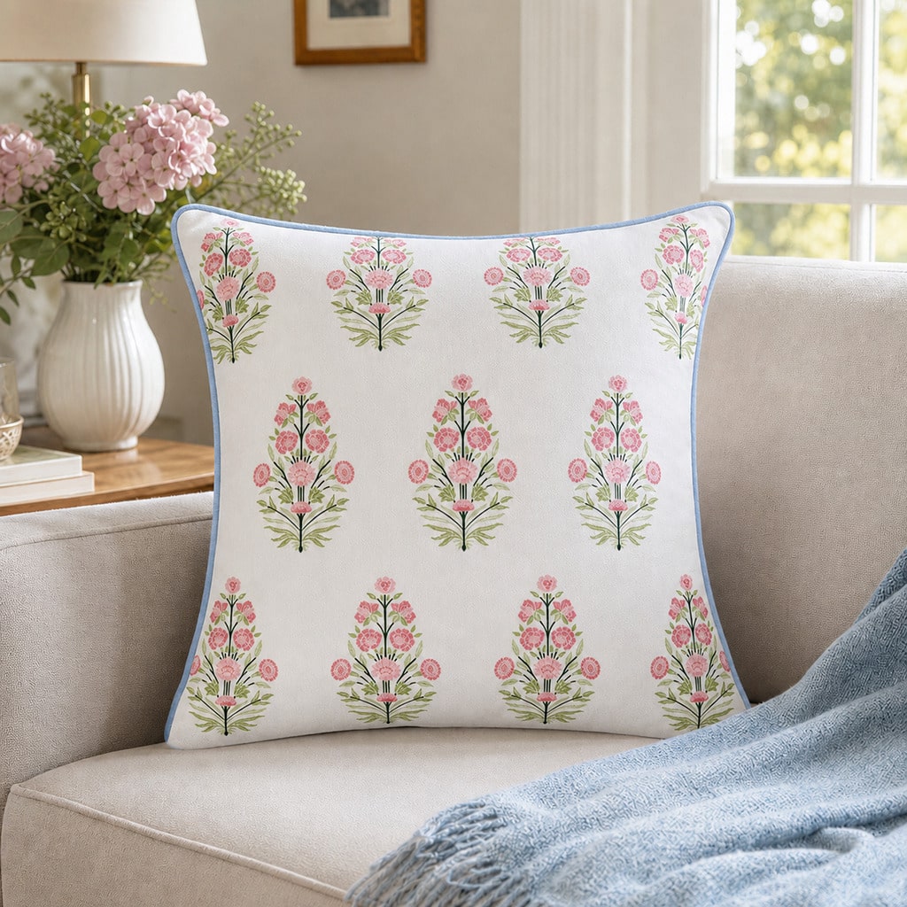 Pink Floral Pillow Cover, Roma - Pillow Insert 18X18 ulasan dan harga