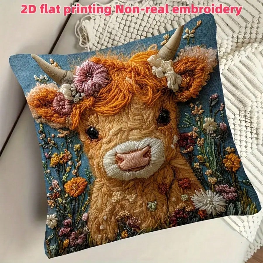 1pc Vintage Highland Cow Decor - Pillow Insert 18X18 ulasan dan harga