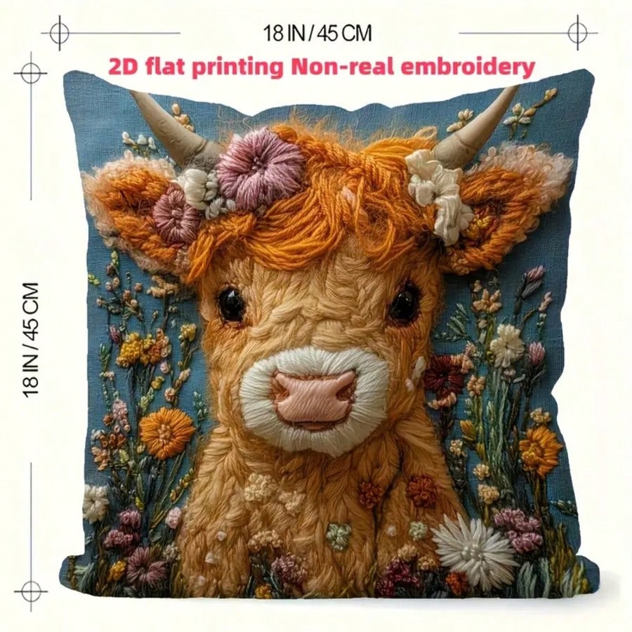 1pc Vintage Highland Cow Decor - Pillow Insert 18X18 ulasan dan harga