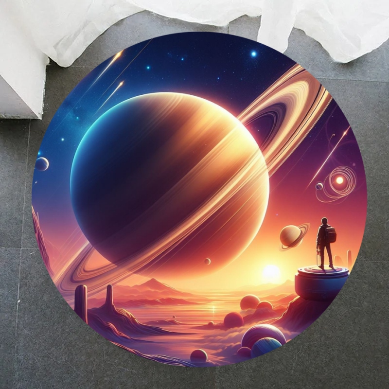 Galaxy Round Rug Universe Spac - Galaxy Home Textiles ulasan dan harga