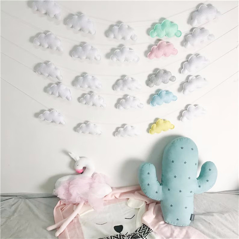 Nordic Felt Cloud Garlands Str - Home Textiles Curtains ulasan dan harga